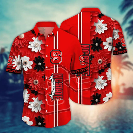 NC State Wolfpack Style Hot Trending Summer NCAA Flower Aloha Hawaiian Shirt, NCAA Hawaiian Shirt Moonbestprint