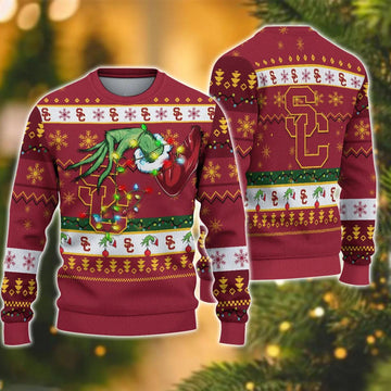 NCAA USC Trojans Grinch Ugly Christmas Sweater, NCAA Christmas Sweater Moonbestprint