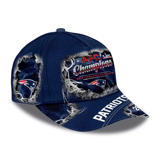 NE Patriots Bowl LX 2025 AFC Champions 3D Hat -Moonbestprint