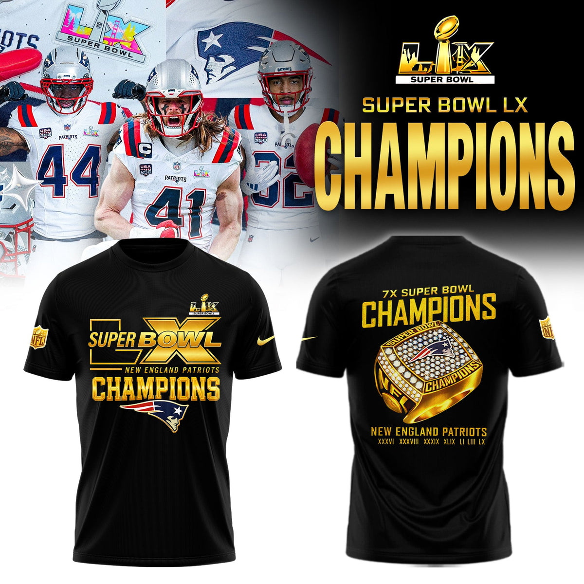 New England Patriots Super Bowl LX Champions Limited Shirt | TZ13 Moonbestprint