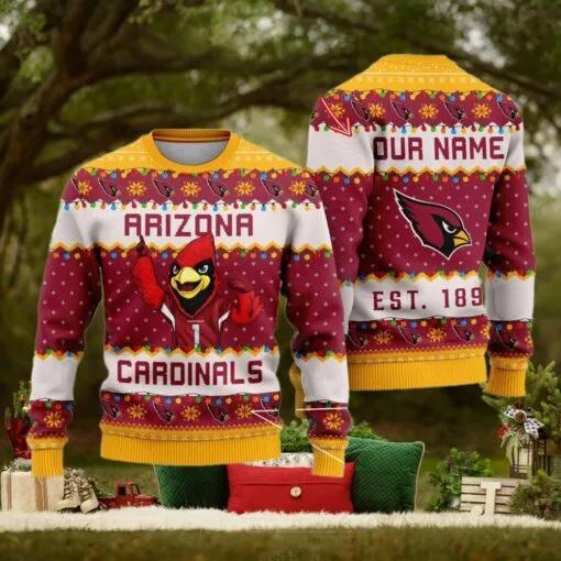 NFL Arizona Cardinals Cute Mascot Custom Ugly Christmas Sweater, NFL Chritsmas Sweater Moonbestprint