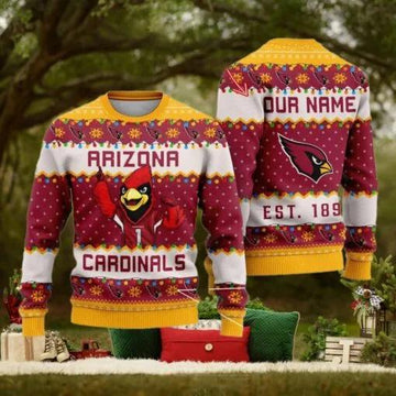 NFL Arizona Cardinals Cute Mascot Custom Ugly Christmas Sweater, NFL Chritsmas Sweater Moonbestprint