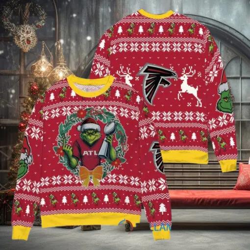 NFL Atlanta Falcons x Grinch Dr. Seuss How the Grinch Stole Christmas with Super Bowl Trophy Ugly Christmas Sweater, NFL Chritsmas Sweater Moonbestprint