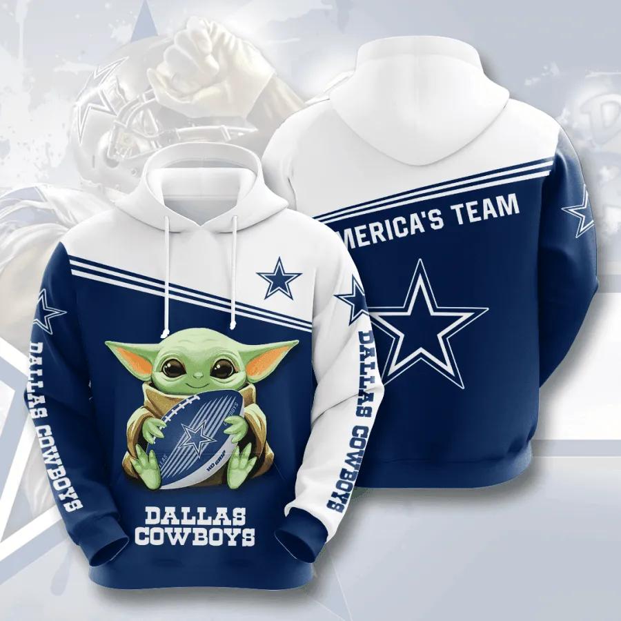 NFL Baby Yoda Hug Dallas Cowboys 3D Hoodie, NFL Hoodie Moonbestprint