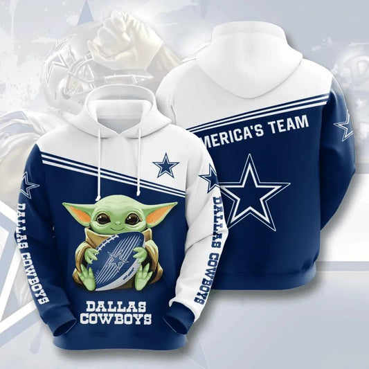 NFL Baby Yoda Hug Dallas Cowboys 3D Hoodie, NFL Hoodie Moonbestprint