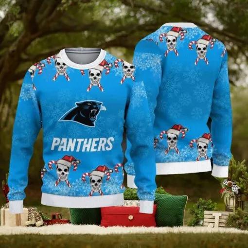 NFL Carolina Panthers Christmas Skull Sport Ugly Christmas Sweater, NFL Chritsmas Sweater Moonbestprint