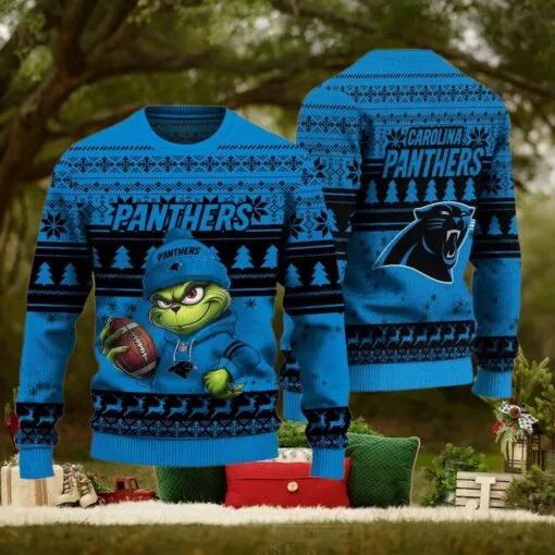 NFL Carolina Panthers The Grinch Ugly Christmas Sweater, NFL Chritsmas Sweater Moonbestprint