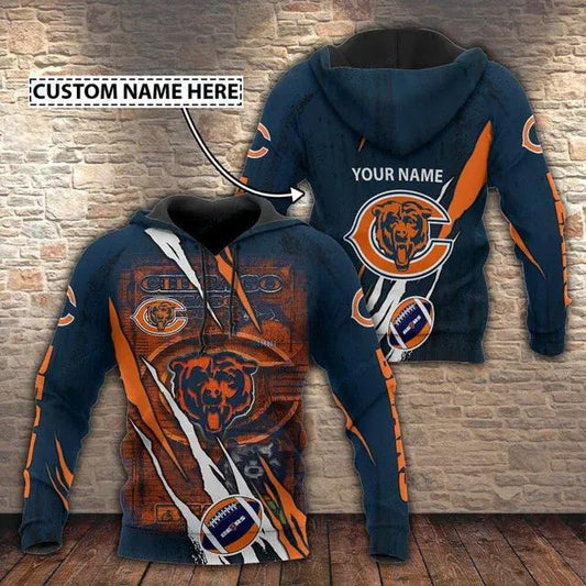 NFL Chicago Bears Big Logo Personalized 3D Hoodie, NFL Hoodie Moonbestprint