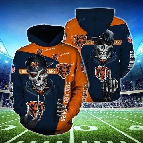 NFL Chicago Bears Hip Hop Skull 3D Hoodie, NFL Hoodie Moonbestprint