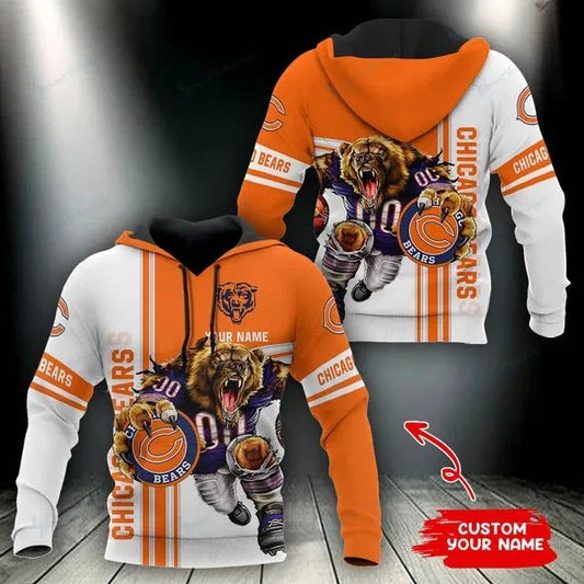 NFL Chicago Bears Mascot Personalized 3D Hoodie, NFL Hoodie Moonbestprint