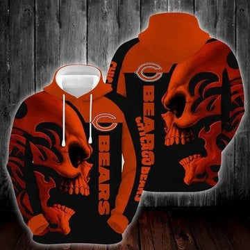 NFL Chicago Bears Skull 3D Hoodie, NFL Hoodie Moonbestprint