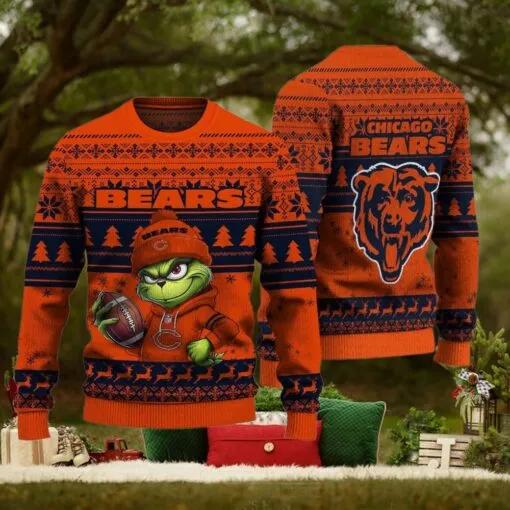 NFL Chicago Bears The Grinch Ugly Christmas Sweater, NFL Chritsmas Sweater Moonbestprint