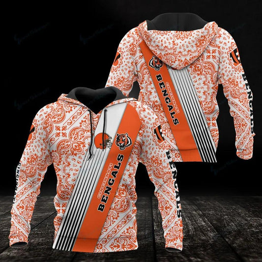 NFL Cincinnati Bengals Logo 3D Hoodie 12, NFL Hoodie Moonbestprint