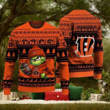 NFL Cincinnati Bengals The Grinch Ugly Christmas Sweater, NFL Chritsmas Sweater Moonbestprint