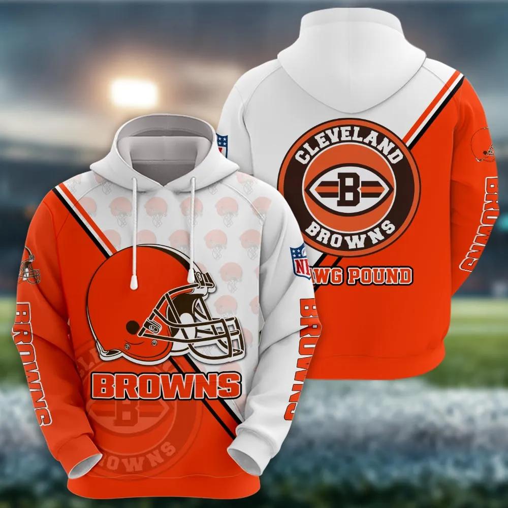 NFL Cleveland Browns Logo 3D Hoodie 10, NFL Hoodie Moonbestprint