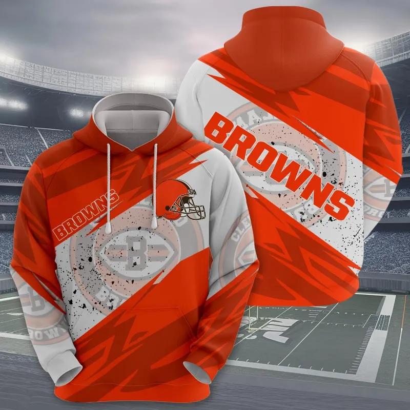 NFL Cleveland Browns Logo 3D Hoodie 5, NFL Hoodie Moonbestprint