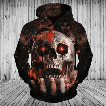 NFL Cleveland Browns Skull 3D Hoodie, NFL Hoodie Moonbestprint