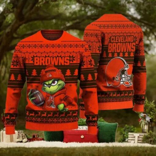 NFL Cleveland Browns The Grinch Ugly Christmas Sweater, NFL Chritsmas Sweater Moonbestprint