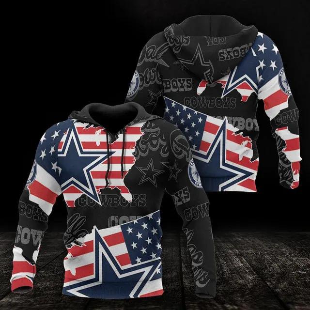 NFL Dallas Cowboys American Flag 3D Hoodie 3, NFL Hoodie Moonbestprint