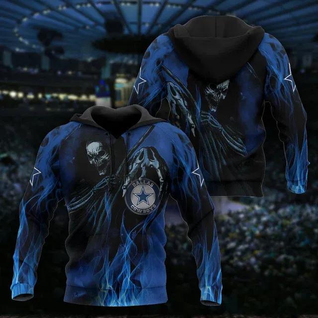 NFL Dallas Cowboys Skeleton 3D Hoodie 3, NFL Hoodie Moonbestprint