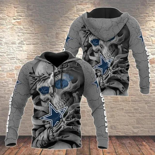 NFL Dallas Cowboys Skeleton 3D Hoodie, NFL Hoodie Moonbestprint