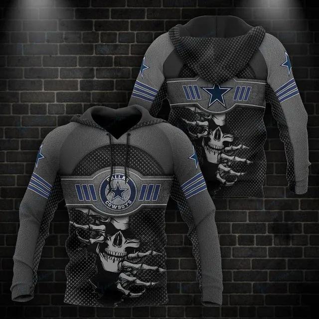 NFL Dallas Cowboys Skull 3D Hoodie 10, NFL Hoodie Moonbestprint