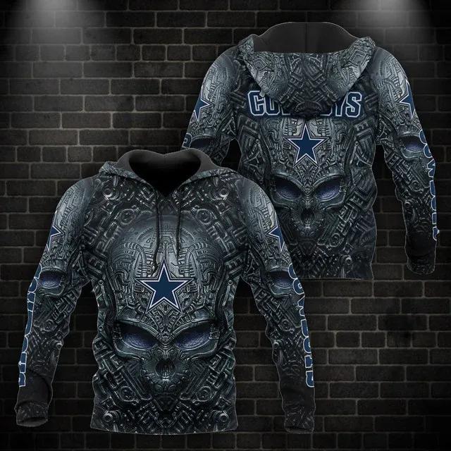 NFL Dallas Cowboys Skull 3D Hoodie 4, NFL Hoodie Moonbestprint