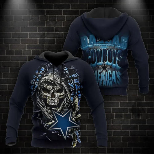 NFL Dallas Cowboys Skull 3D Hoodie 5, NFL Hoodie Moonbestprint