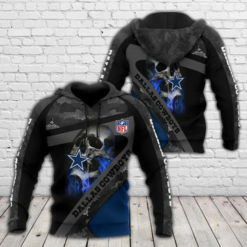 NFL Dallas Cowboys Skull 3D Hoodie 6, NFL Hoodie Moonbestprint
