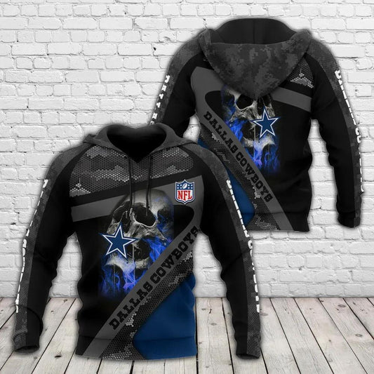 NFL Dallas Cowboys Skull 3D Hoodie 6, NFL Hoodie Moonbestprint