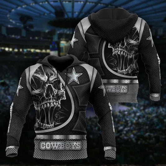 NFL Dallas Cowboys Skull 3D Hoodie 7, NFL Hoodie Moonbestprint