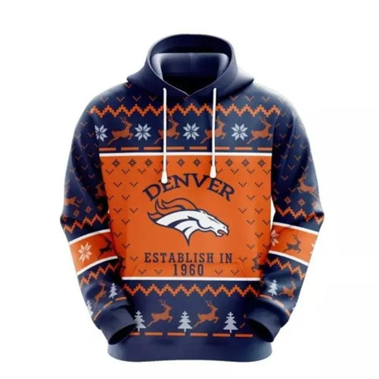 NFL Denver Broncos Logo 3D Hoodie 6, NFL Hoodie Moonbestprint