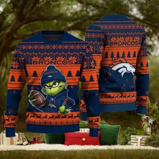 NFL Denver Broncos The Grinch Ugly Christmas Sweater, NFL Chritsmas Sweater Moonbestprint