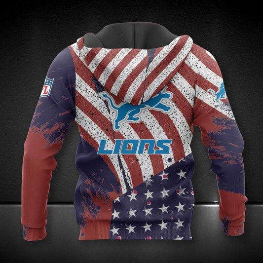 NFL Detroit Lions American Flag All Over Print Hoodie, NFL Hoodie Moonbestprint