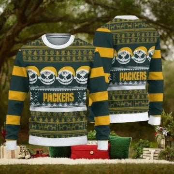 NFL Green Bay Packers Christmas Skull Ugly Christmas Sweater, NFL Chritsmas Sweater Moonbestprint