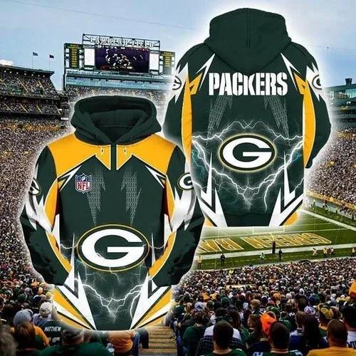 NFL Green Bay Packers Logo 3D Hoodie 4, NFL Hoodie Moonbestprint