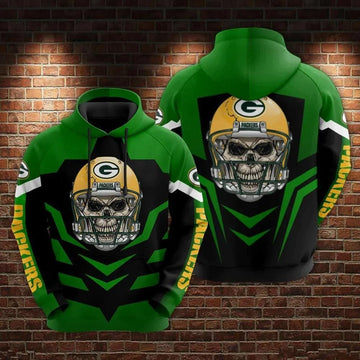 NFL Green Bay Packers Skull 3D Hoodie, NFL Hoodie Moonbestprint