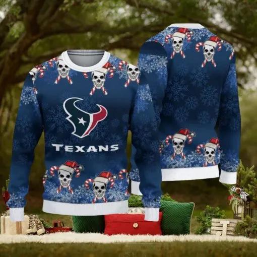 NFL Houston Texans Christmas Skull Sport Ugly Christmas Sweater, NFL Chritsmas Sweater Moonbestprint