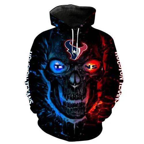NFL Houston Texans Lava Skull 3D Hoodie, NFL Hoodie Moonbestprint