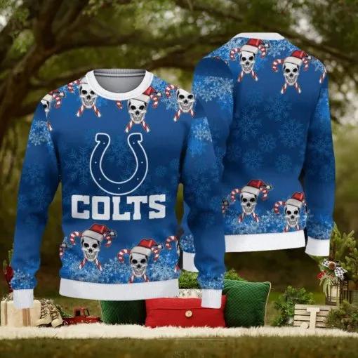 NFL Indianapolis Colts Christmas Skull Sport Ugly Christmas Sweater, NFL Chritsmas Sweater Moonbestprint