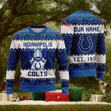 NFL Indianapolis Colts Cute Mascot Custom Ugly Christmas Sweater, NFL Chritsmas Sweater Moonbestprint