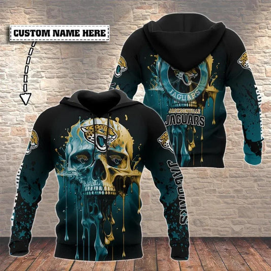 NFL Jacksonville Jaguars Skull Personalized 3D Hoodie, NFL Hoodie Moonbestprint
