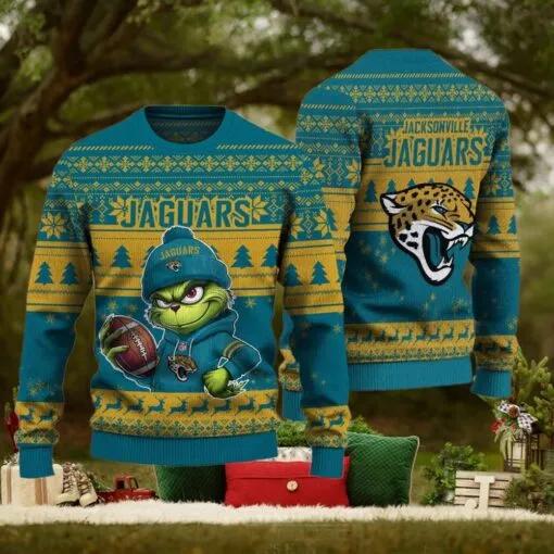 NFL Jacksonville Jaguars The Grinch Ugly Christmas Sweater, NFL Chritsmas Sweater Moonbestprint