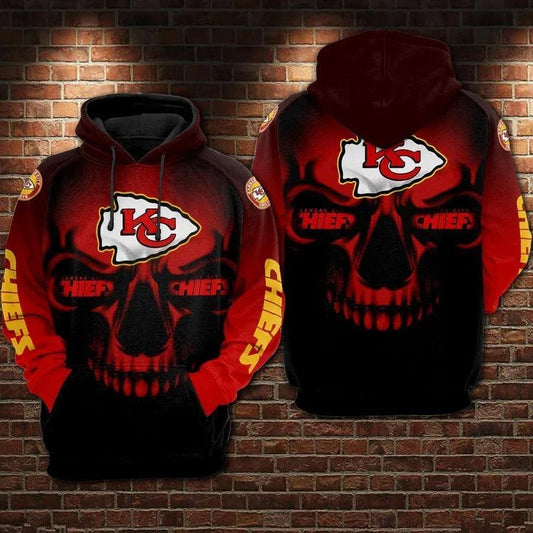 NFL Kansas City Chiefs Skull 3D Hoodie 2, NFL Hoodie Moonbestprint