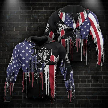 NFL Las Vegas Raiders American Flag 3D Hoodie, NFL Hoodie Moonbestprint