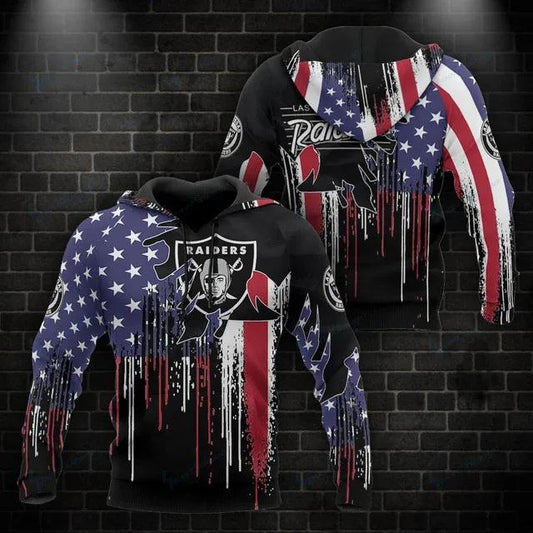 NFL Las Vegas Raiders American Flag 3D Hoodie, NFL Hoodie Moonbestprint