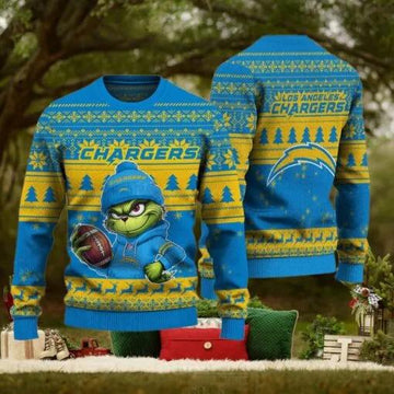 NFL Los Angeles Chargers The Grinch Ugly Christmas Sweater, NFL Chritsmas Sweater Moonbestprint