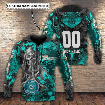 NFL Miami Dolphins Death Personalized 3D Hoodie, NFL Hoodie Moonbestprint