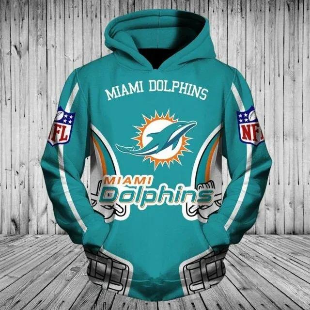 NFL Miami Dolphins Logo 3D Hoodie 5, NFL Hoodie Moonbestprint