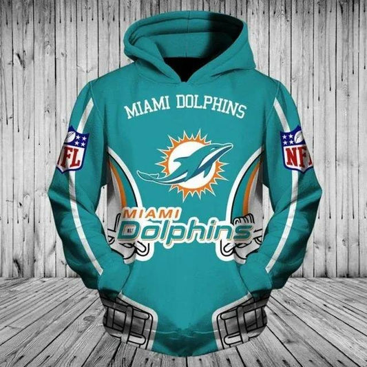 NFL Miami Dolphins Logo 3D Hoodie 5, NFL Hoodie Moonbestprint